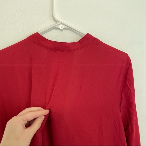 NEW NWT H&M Plus Size Red Pleated V-Neck Long Sleeve Shirt Dress Shift Dress 22 - Picture 15 of 16